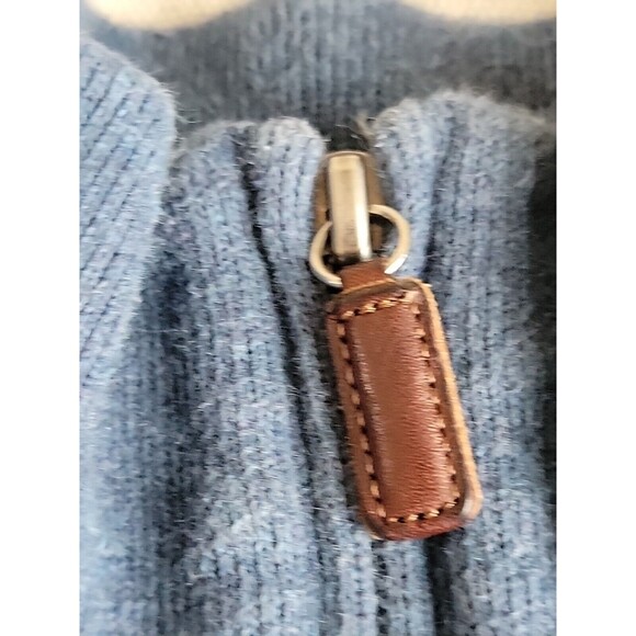 Polo Ralph Lauren Mens L Pullover Sweater 1/4 Zip Blue Casual Leather Tab Logo - Picture 4 of 16